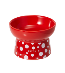 Petkit Polk Dot Ceremic Pet Bowl - Red, White