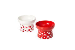 Petkit Polk Dot Ceremic Pet Bowl - Red, White